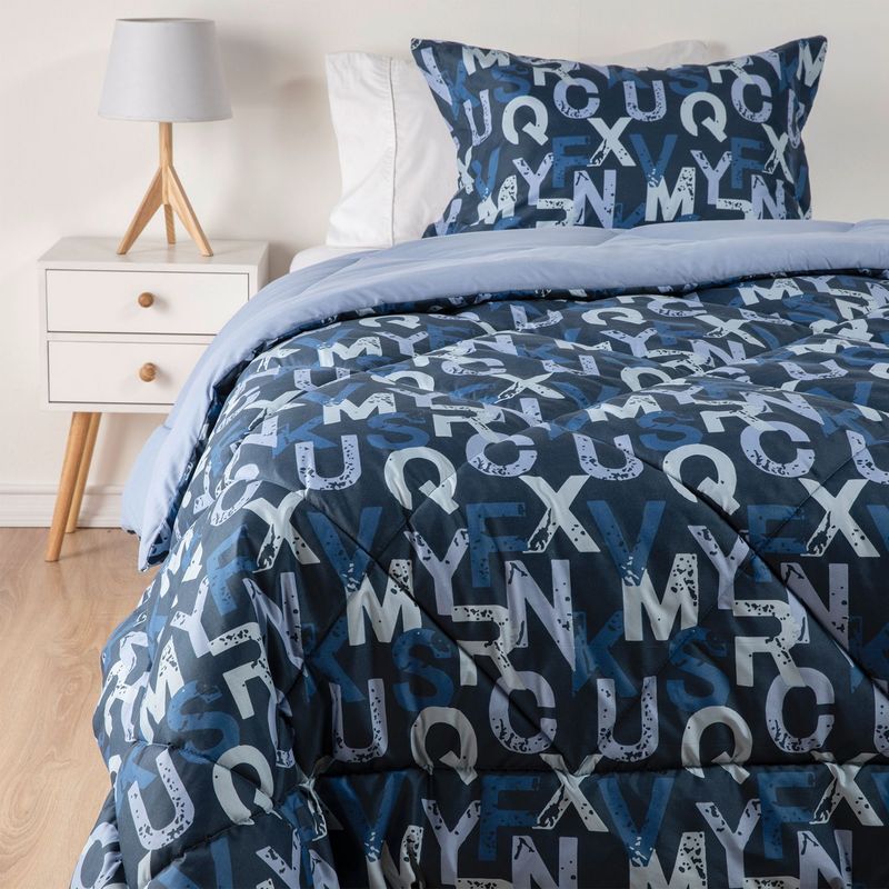 AMBIENTA - Edredón Ambienta con exterior y relleno de 250 GSM Poliéster Dex azul. Edredón Estampado para cama sencilla, doble, queen.
