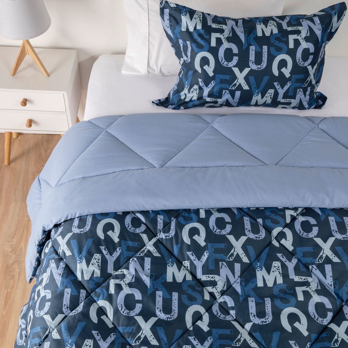AMBIENTA - Edredón Ambienta con exterior y relleno de 250 GSM Poliéster Dex azul. Edredón Estampado para cama sencilla, doble, queen.