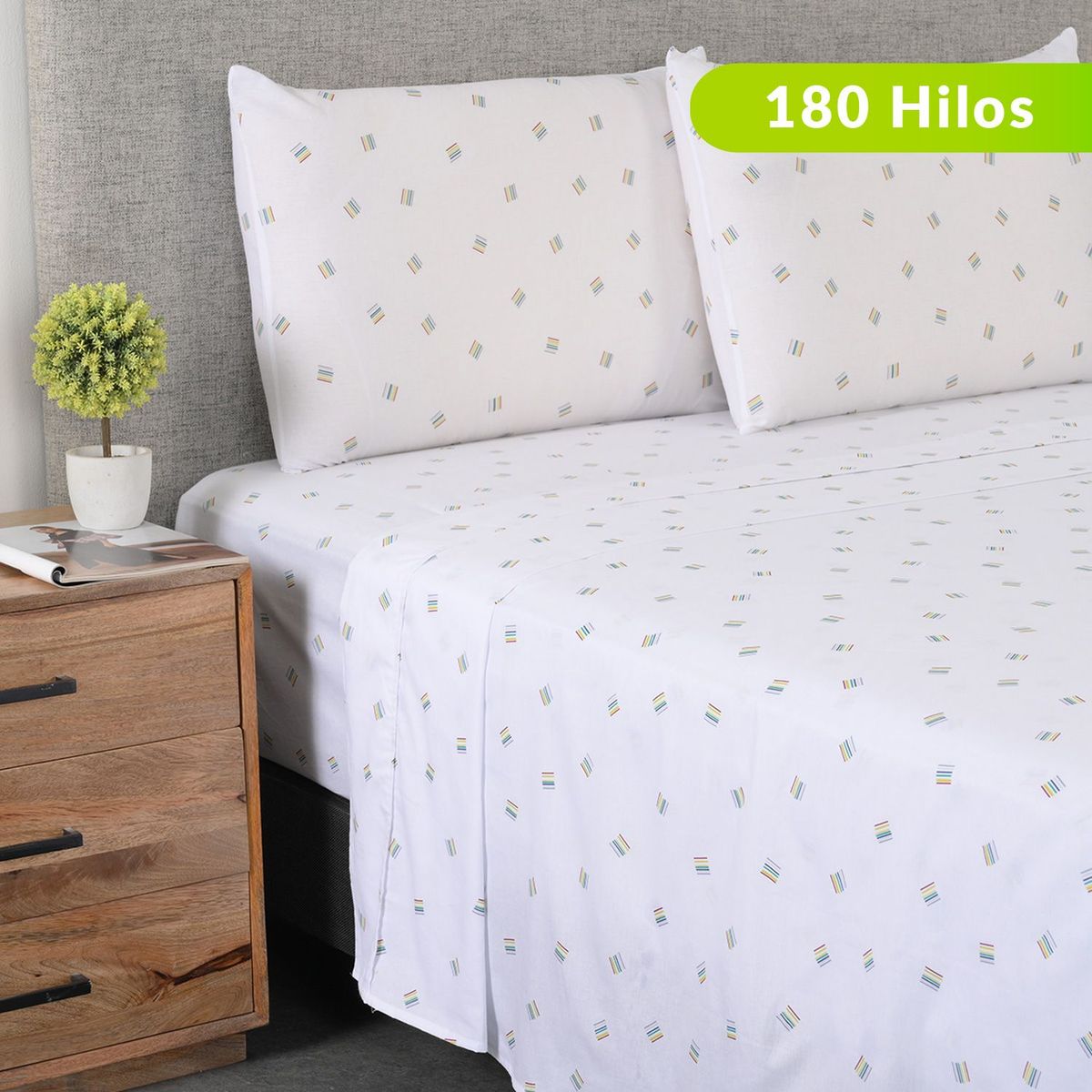 BENETTON - Sabanas Benetton de Algodón 180 Hilos para cama Sencillo,Doble, Queen. Juego de Sábanas Estampada Massimo