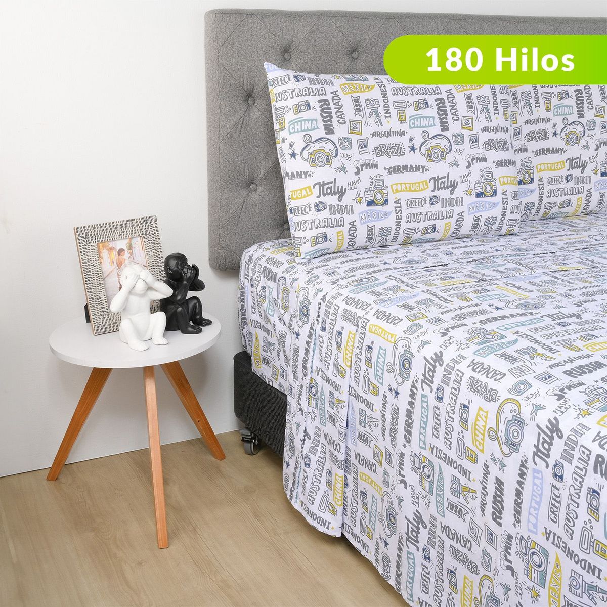 MICA - Sábanas de Algodón 180 Hilos Suave Mica . Juegos de Sábanas Estampadas para cama Sencillo, Doble, Queen y King