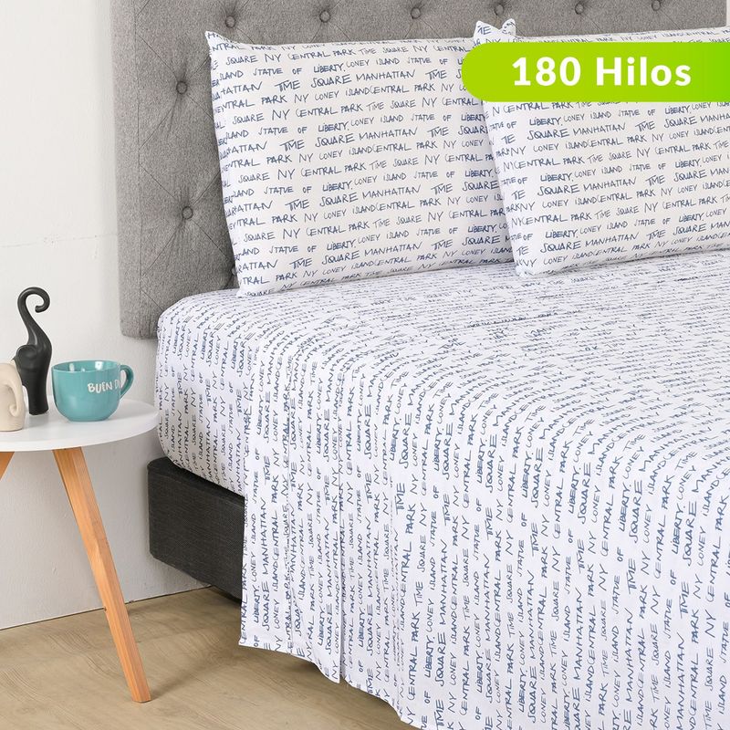 MICA - Sábanas de Algodón 180 Hilos Suave Mica . Juegos de Sábanas Estampadas para cama Sencillo, Doble, Queen y King