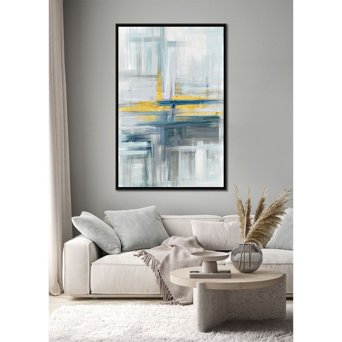 BASEMENT HOME - Cuadro Decorativo Abstracto Blue Ligth 122x82 cm