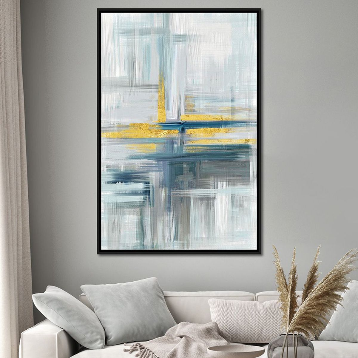 BASEMENT HOME - Cuadro Decorativo Abstracto Blue Ligth 122x82 cm