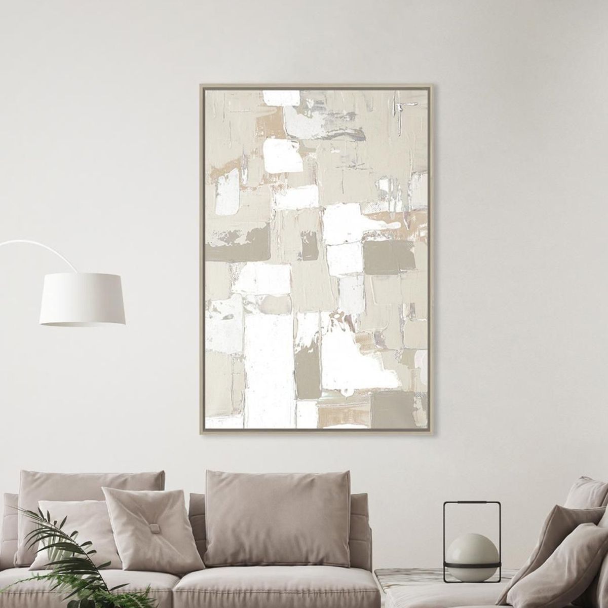 BASEMENT HOME - Cuadro Decorativo Abstracto Block Gris 60x90 cm