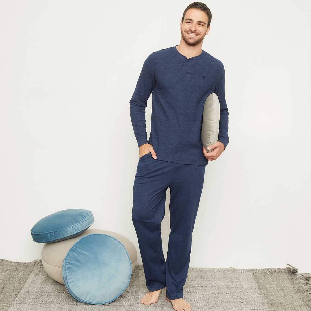 NEWPORT - Conjunto de pijama con pantalón para Hombre Larga Manga larga de Algodón Newport