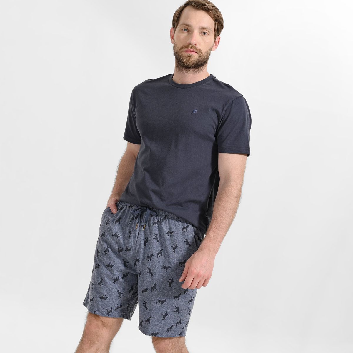 NEWPORT - Conjunto de pijama con short para Hombre Corta Manga corta de Algodón Newport