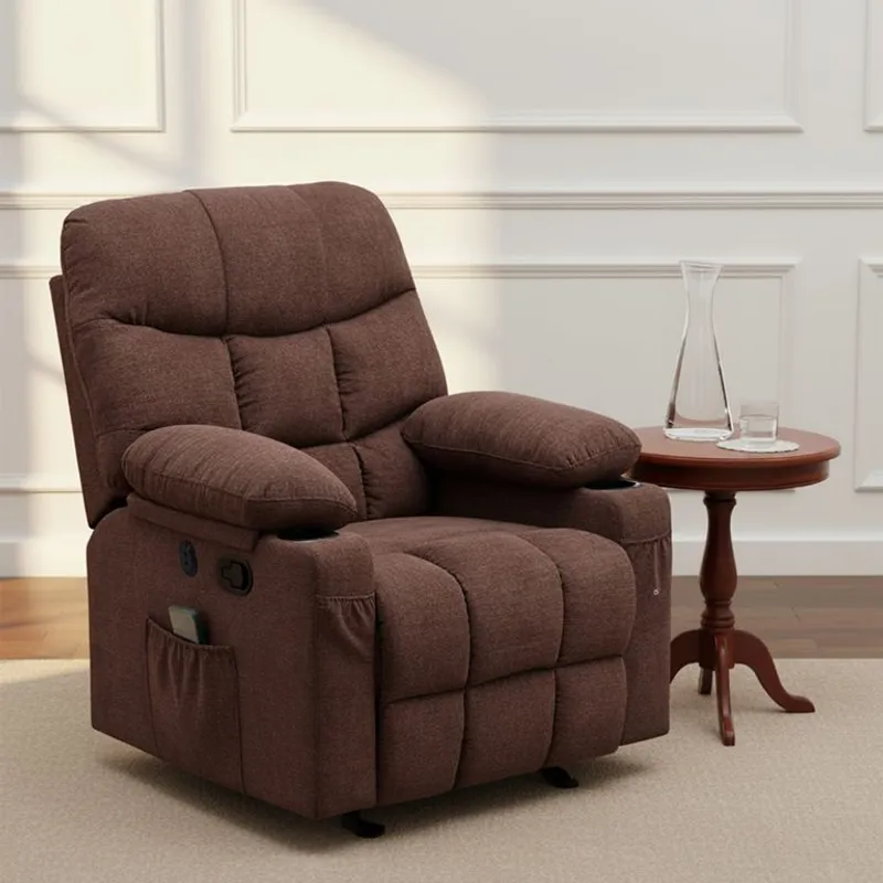 MICA - Silla Reclinable 1 Puesto Masajeadora, Mecedora con Calentador y Puertos USB en Tela Thunder 105 x 95 x 95 cm Mica -  0% Interés a 3, 6 o 12 Cuotas Pagando con tu CMR Banco Falabella