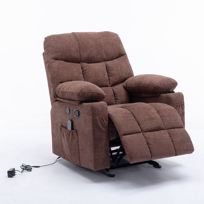 MICA - Silla Reclinable 1 Puesto Masajeadora, Mecedora con Calentador y Puertos USB en Tela Thunder 105 x 95 x 95 cm Mica -  0% Interés a 3, 6 o 12 Cuotas Pagando con tu CMR Banco Falabella