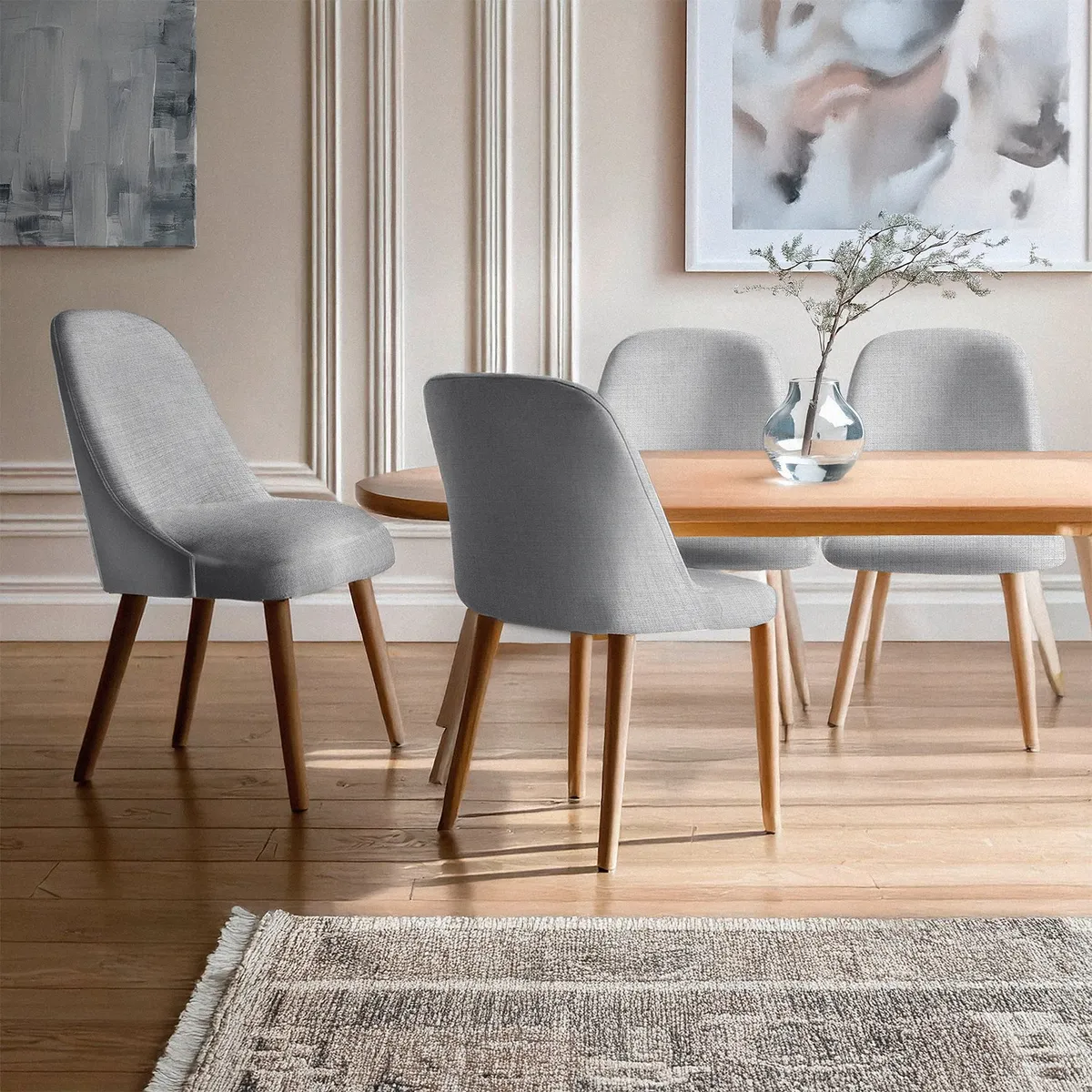 BASEMENT HOME - Set X2 Silla de Comedor en Poliéster con patas de Madera 85 x 53 x 615 cm - Mueble Basement Home Kant -  0% Interés a 3, 6 o 12 Cuotas Pagando con tu CMR Banco Falabella