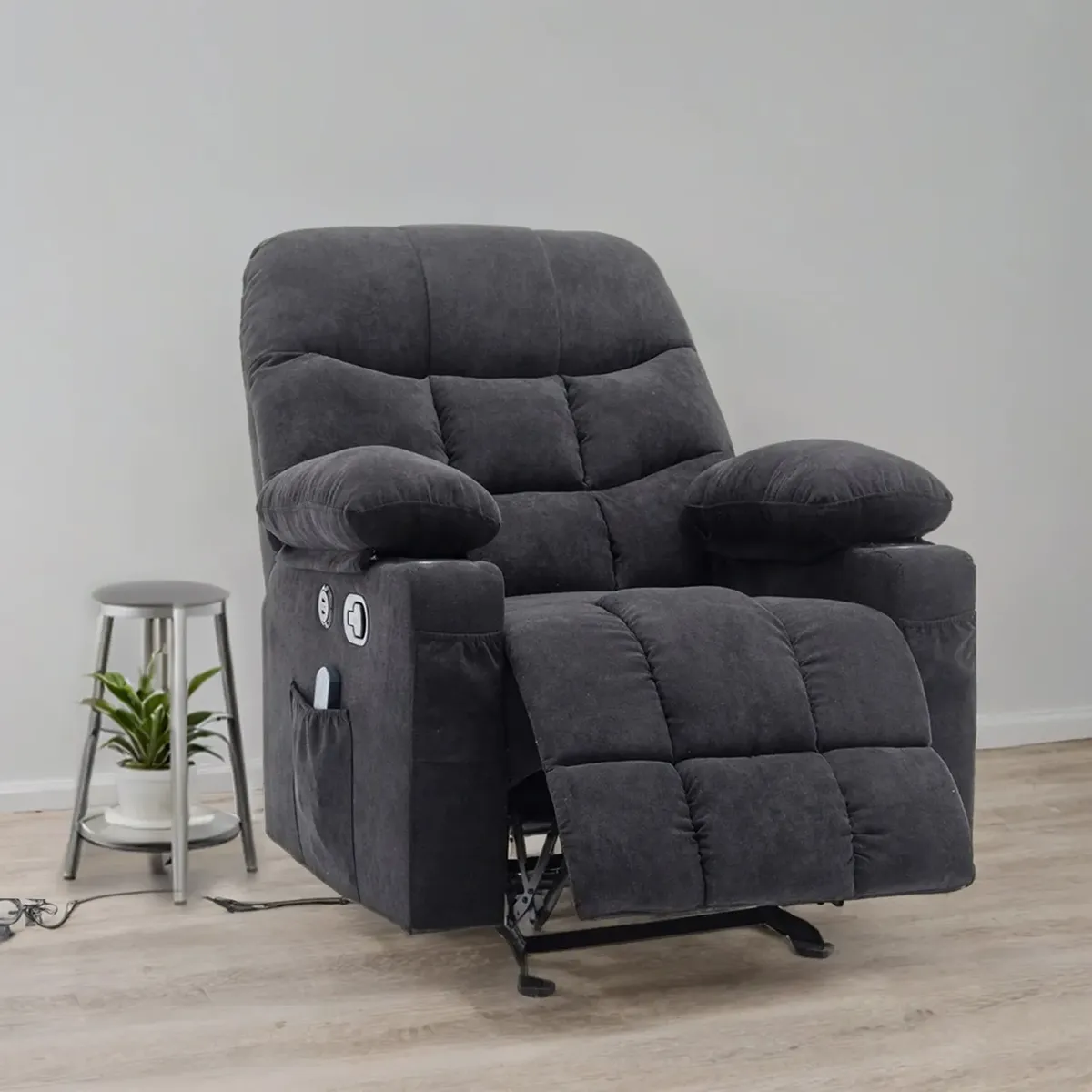 MICA - Silla Reclinable Masajeadora, Mecedora Y Calentadora 1 Puesto Thunder 95 X 105 X 95 Cm Tela