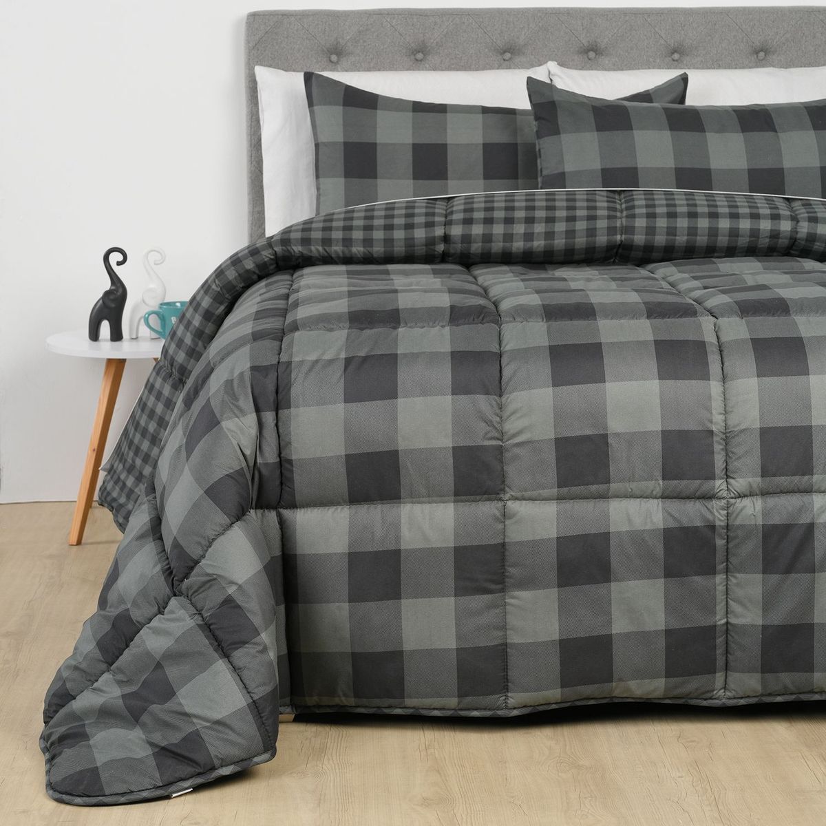 MICA - Edredón Mica con exterior y relleno de 500 GSM Poliéster muy alcolchado Dark Tar. Edredón Estampado para cama Doble, queen, king.