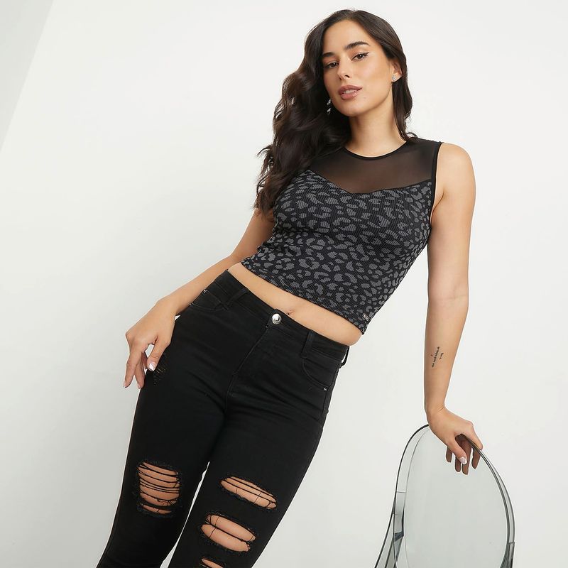 MOSSIMO - Blusa para Mujer Con transparencia Sin mangas Mossimo
