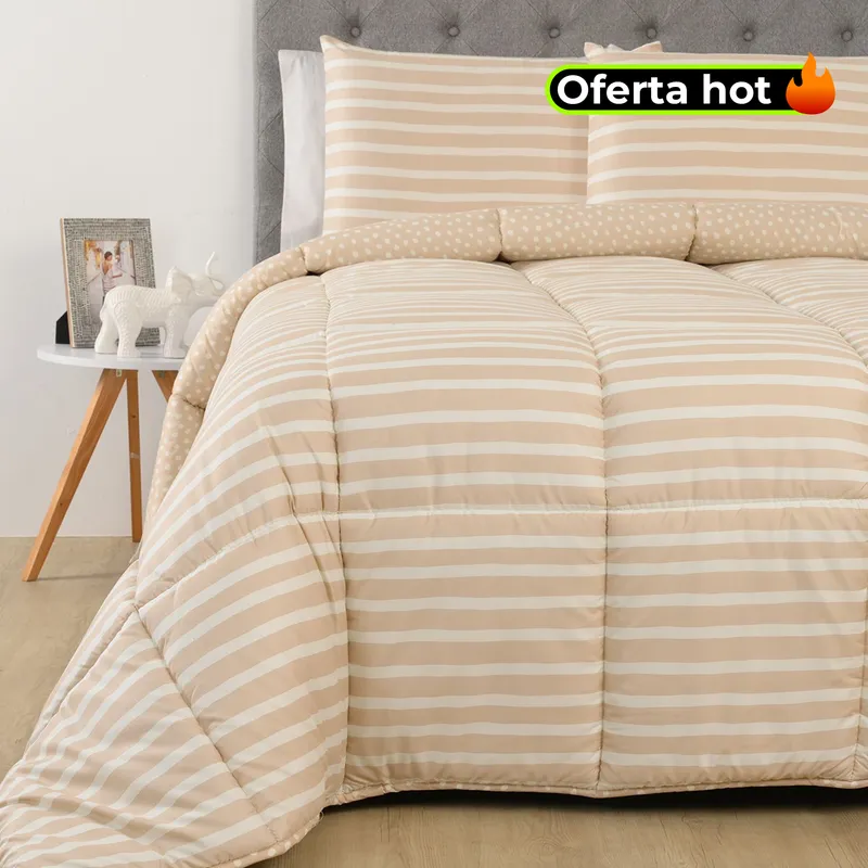 MICA - Edredón Mica con exterior y relleno de 500 GSM Poliéster muy alcolchado Hugo. Edredón Estampado para cama Sencilla, doble, queen, king.