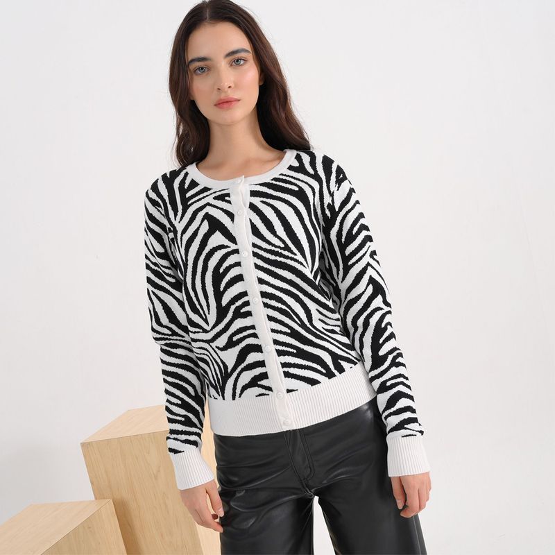 SYBILLA - Cardigan Mujer con Estampado de Algodón Sybilla