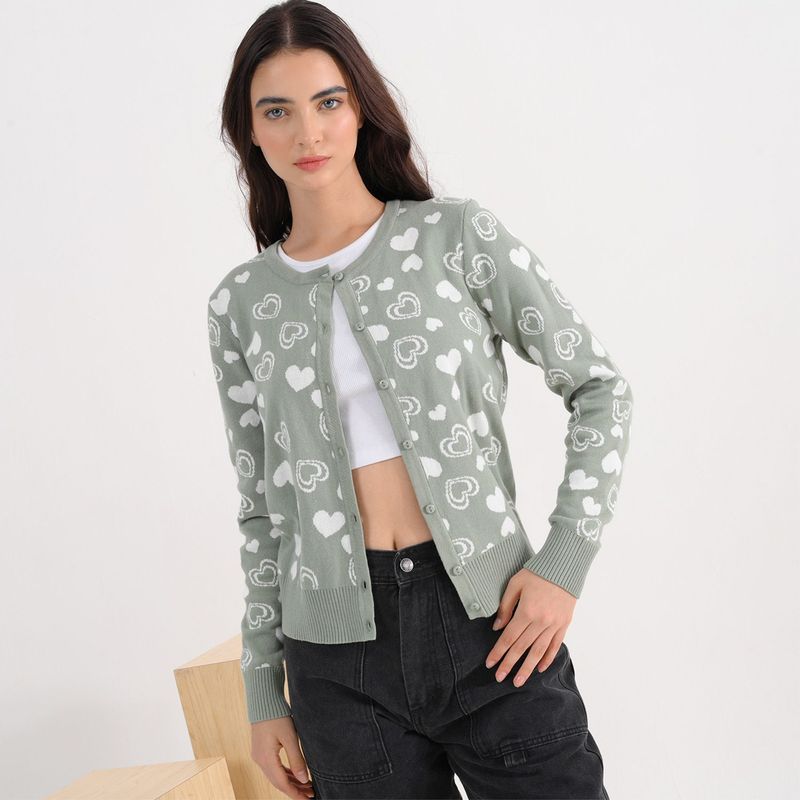 SYBILLA - Cardigan Mujer con Estampado de Algodón Sybilla