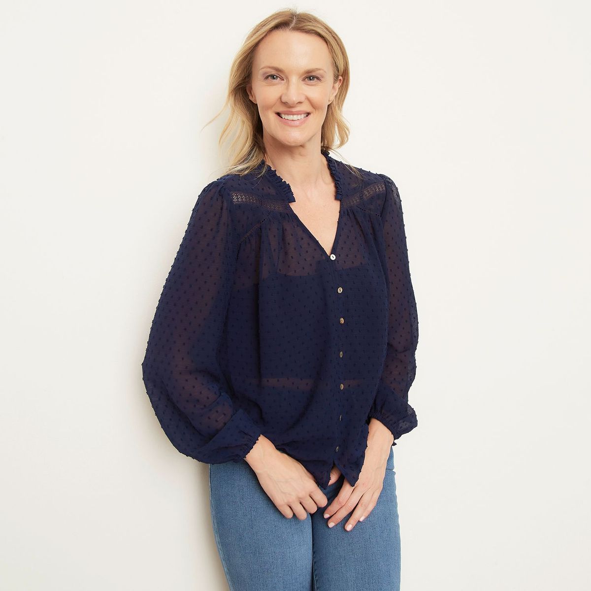 NEWPORT - Blusa para Mujer Cuello en v Manga larga Newport