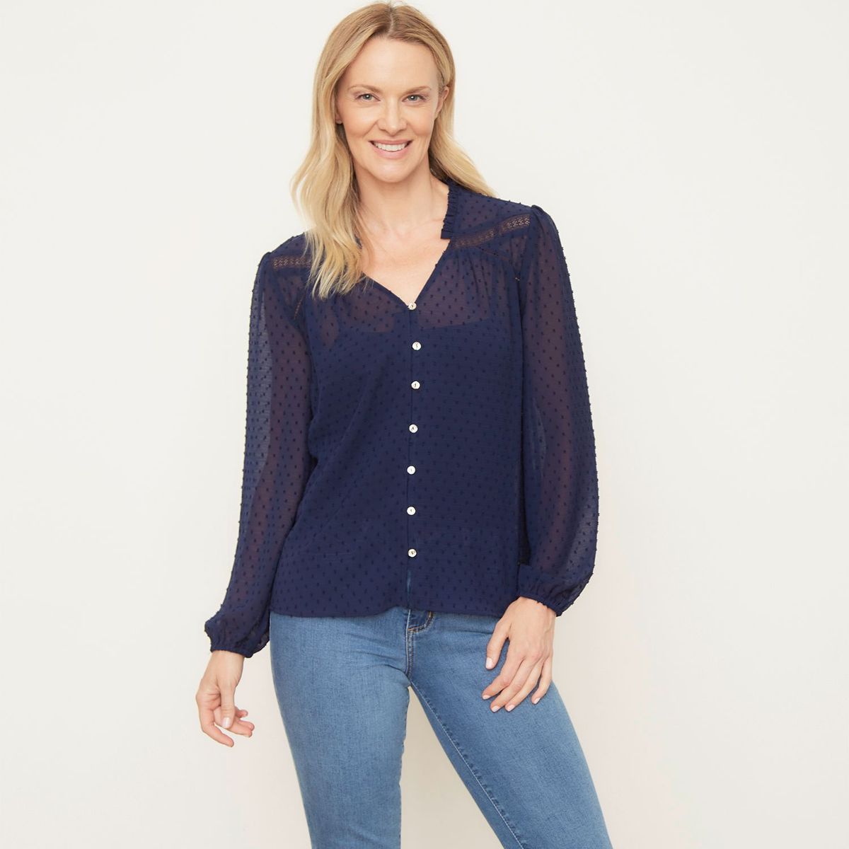 NEWPORT - Blusa para Mujer Cuello en v Manga larga Newport