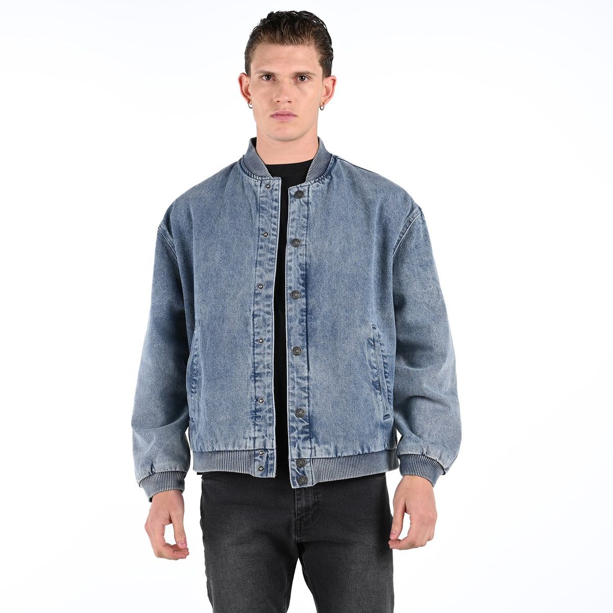 DENIMLAB - Chaqueta Bomber para Hombre De jean Denimlab