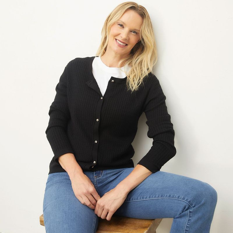 SOUTHLAND - Cardigan Mujer Trenzado Ajustado Southland