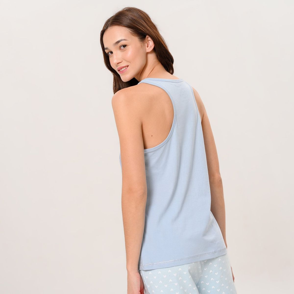 SYBILLA - Camiseta de pijama Mujer Sin mangas de Algodón Sybilla