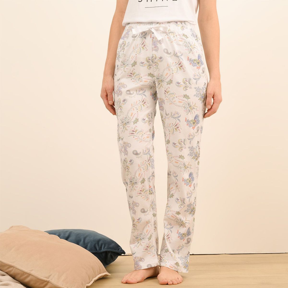 UNIVERSITY CLUB - Pantalón de pijama Mujer Largo con Flores de Algodón University Club