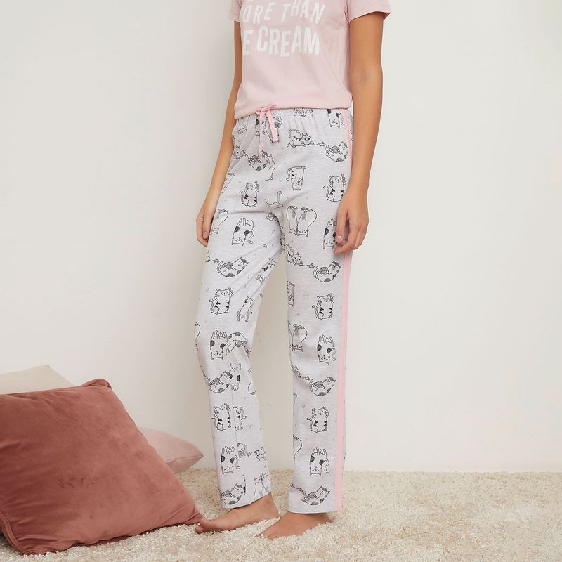 SYBILLA - Pantalón de pijama Mujer Largo de Algodón Sybilla