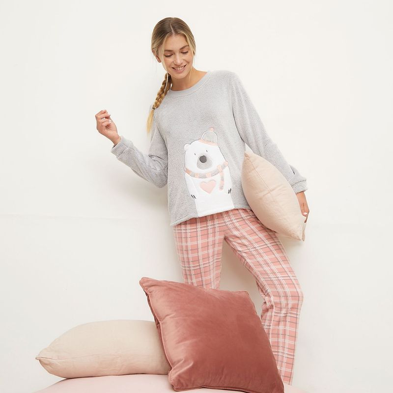 SYBILLA - Pijama térmica Mujer Manga larga de Cuadros Sybilla
