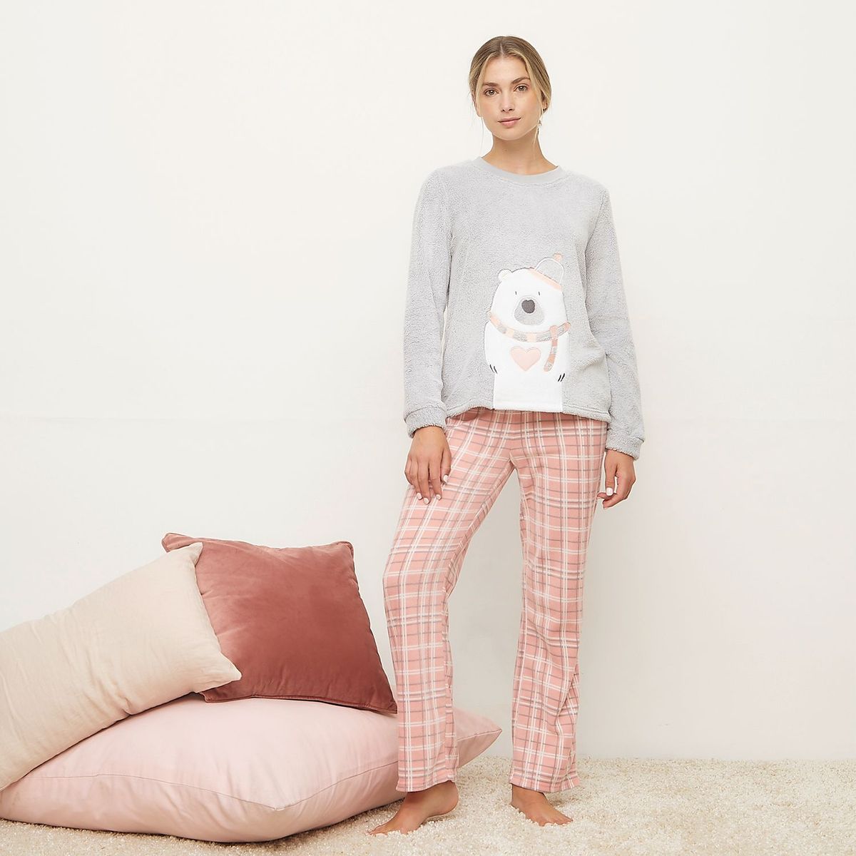 SYBILLA - Pijama térmica Mujer Manga larga de Cuadros Sybilla