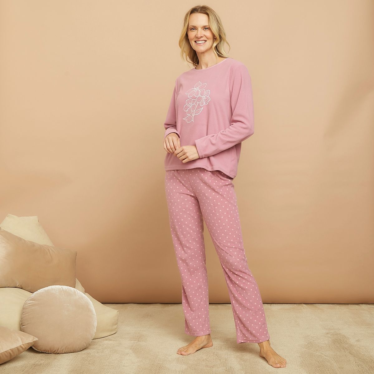 SOUTHLAND - Conjunto pijama mujer pantalón y manga larga Southland