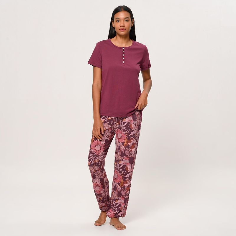 UNIVERSITY CLUB - Camiseta de pijama Mujer Manga corta de Algodón University Club