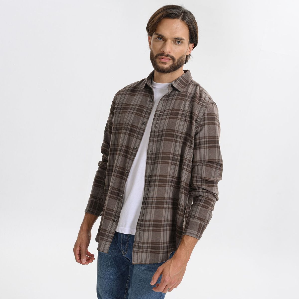 BASEMENT - Camisa para Hombre Manga larga Slim Basement