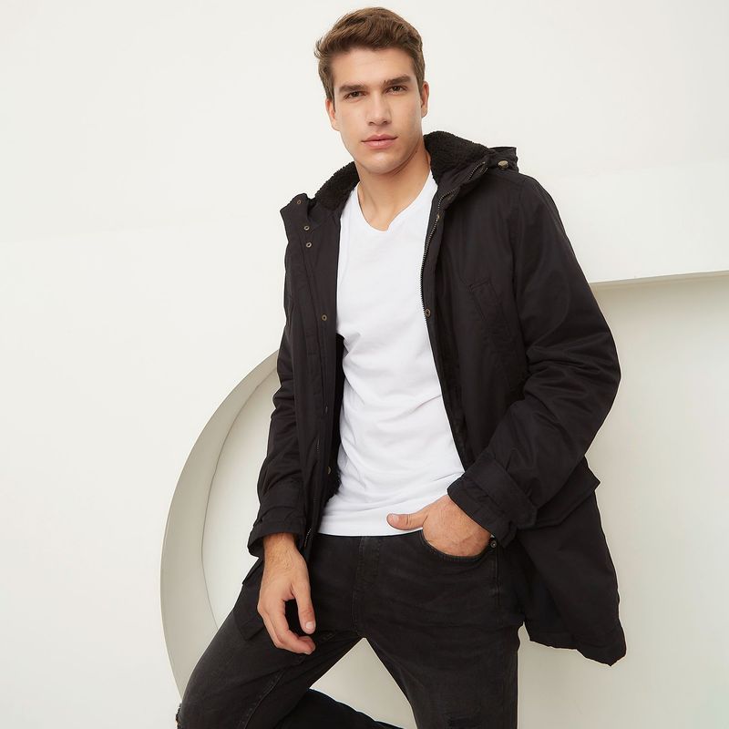 BASEMENT - Chaqueta para Hombre Con capota de Algodón Basement