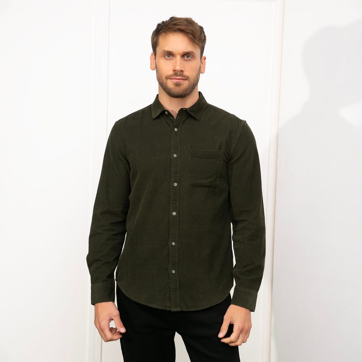 BASEMENT - Camisa para Hombre de Rayas Manga larga Slim Basement