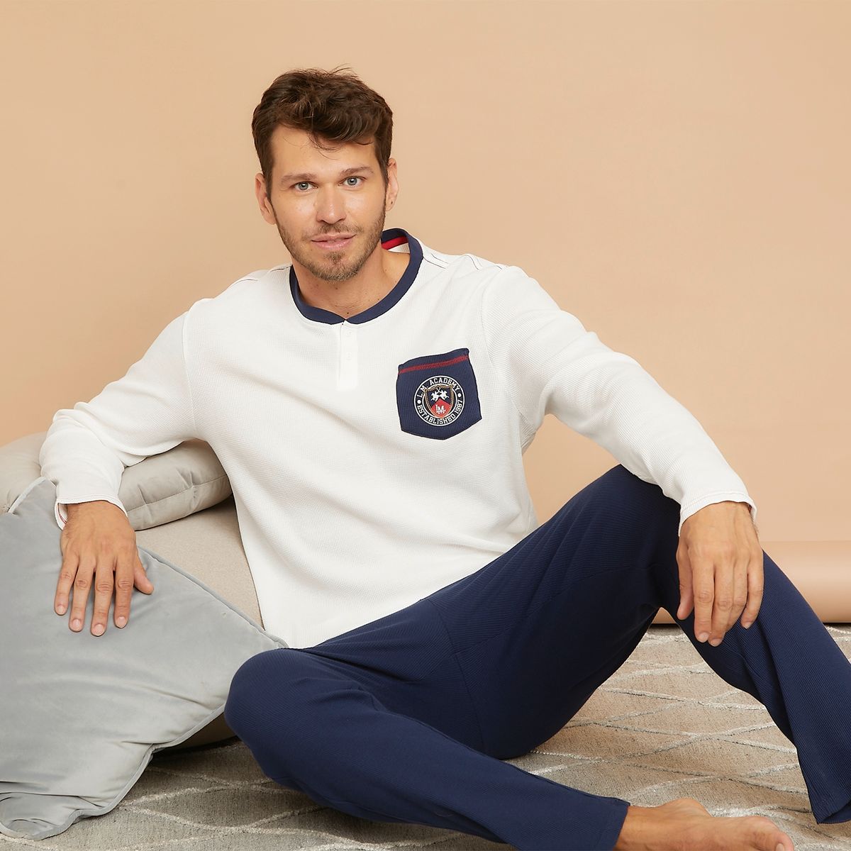 LA MARTINA - Conjunto de pijama con pantalón para Hombre Larga Manga larga de Algodón La Martina