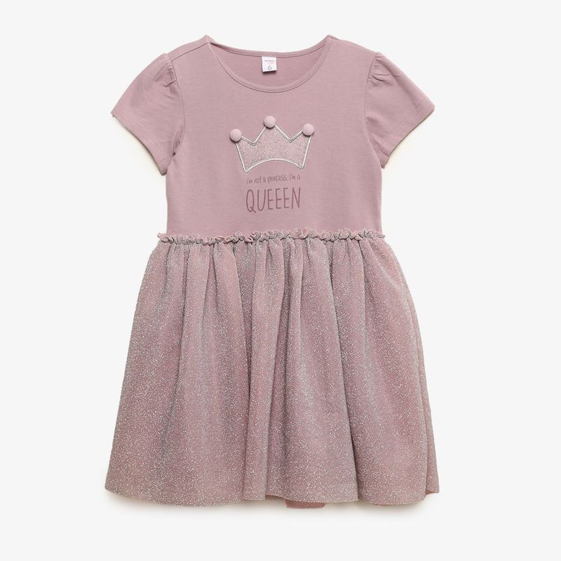 YAMP - Vestido para Niña con aplique Tutú Manga corta en Algodón Yamp