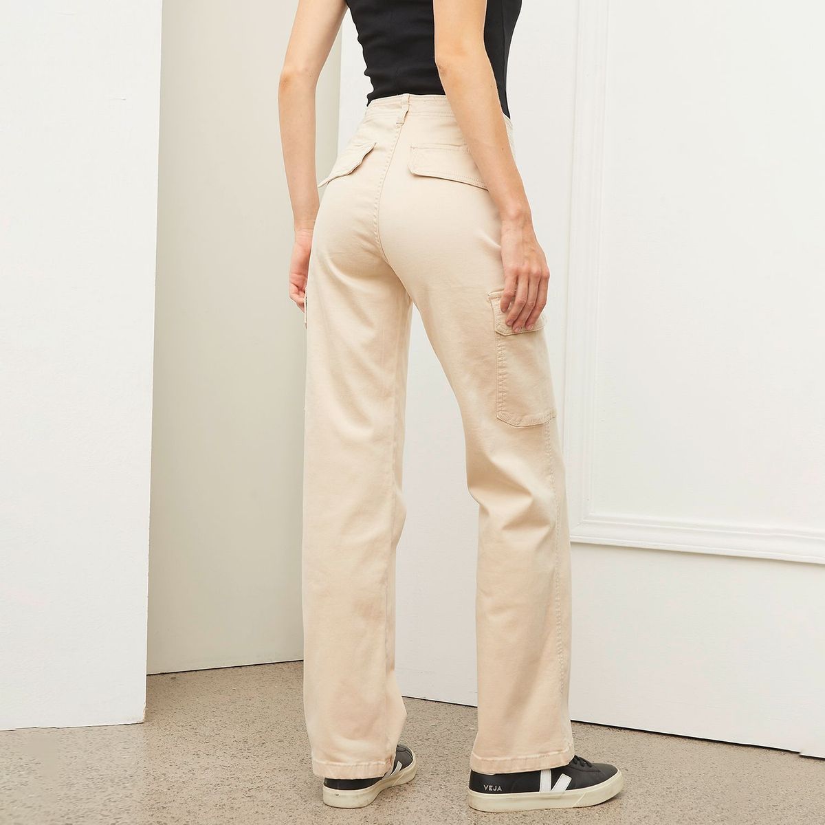 BASEMENT - Pantalón Cargo para Mujer Tiro alto de Algodón Basement