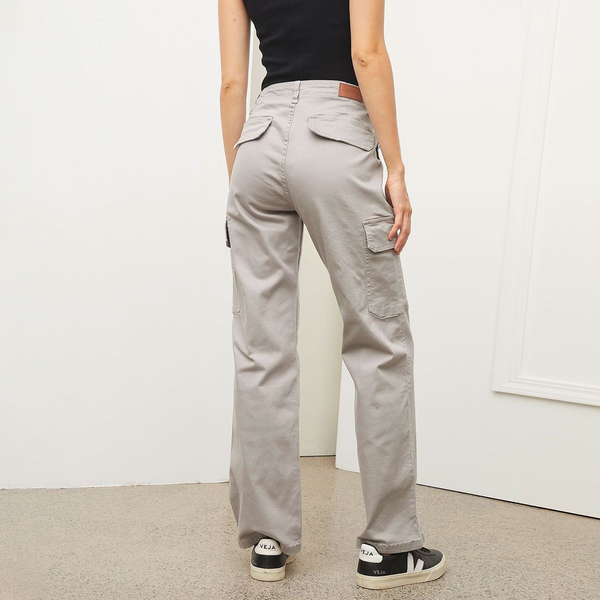 BASEMENT - Pantalón Cargo para Mujer Tiro alto de Algodón Basement