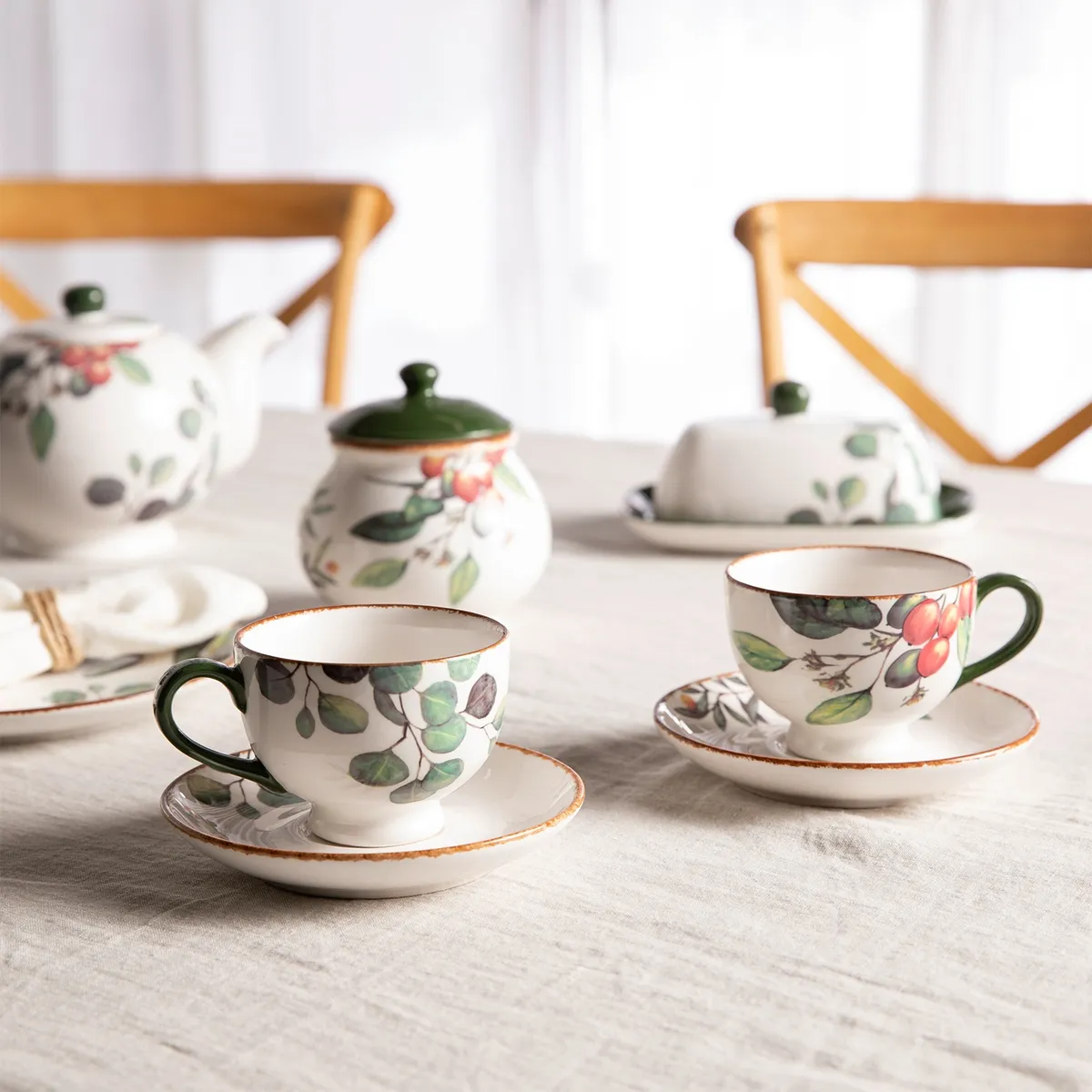 ROBERTA ALLEN - Tazas con plato Porcelana Fruits Setx2