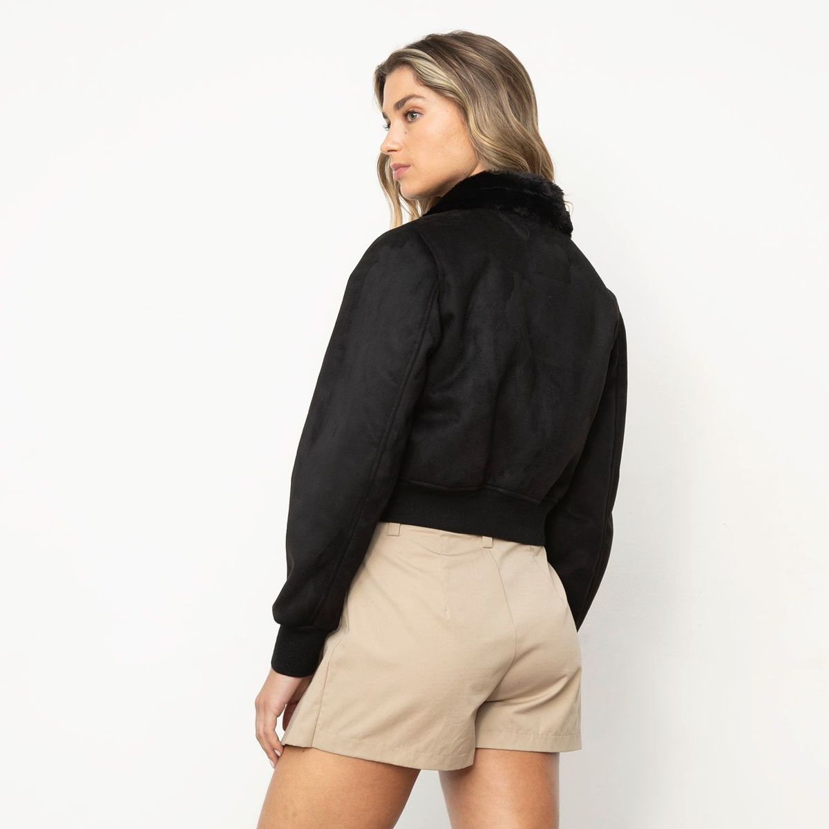 SYBILLA - Chaqueta Mujer Efecto pelo Ajustada Sybilla