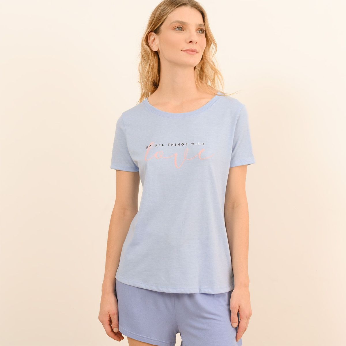 UNIVERSITY CLUB - Camiseta de pijama Mujer Manga corta de Algodón University Club