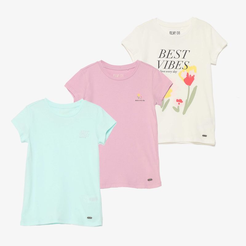 ELV - Camiseta Niña Pack de 3 unidades Manga corta ELV