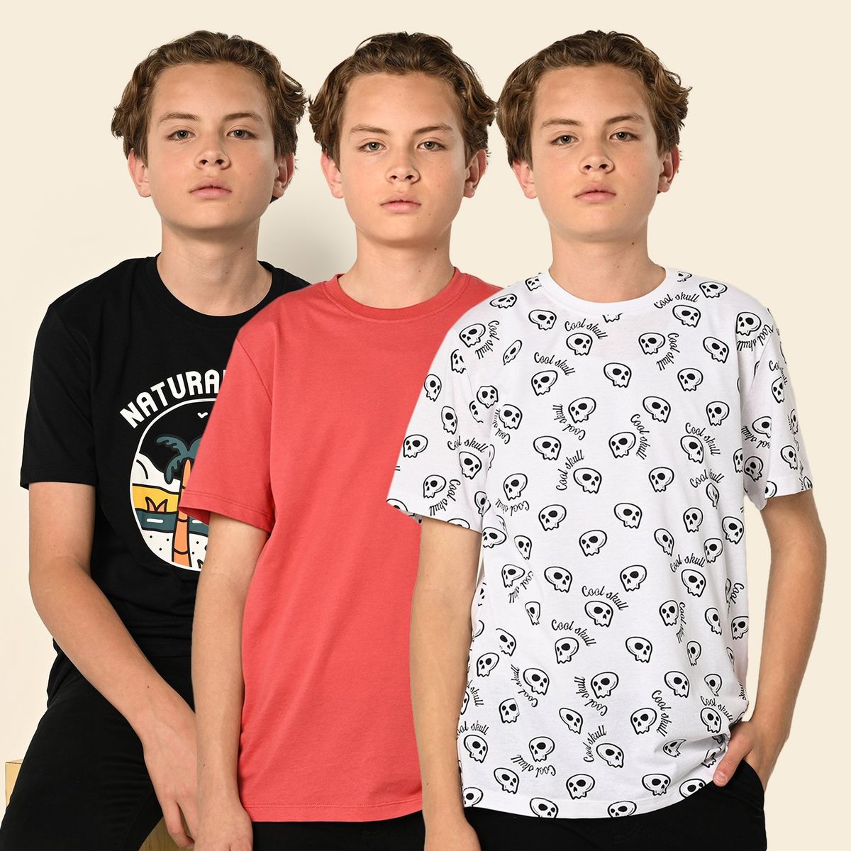 FEDERATION - Camiseta Niño Pack de 3 unidades Manga corta Algodón Federation