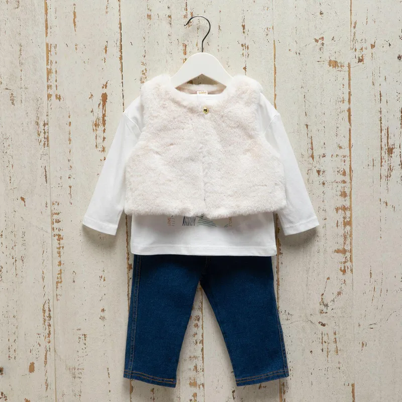 YAMP - Conjunto Chaleco + camiseta + pantalón para Bebé niña en Poliéster Yamp