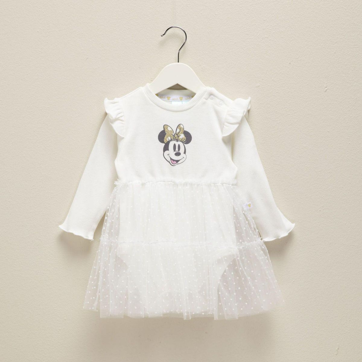 MINNIE - Vestido Bebé niña con Estampado Minnie Manga larga Algodón Minnie