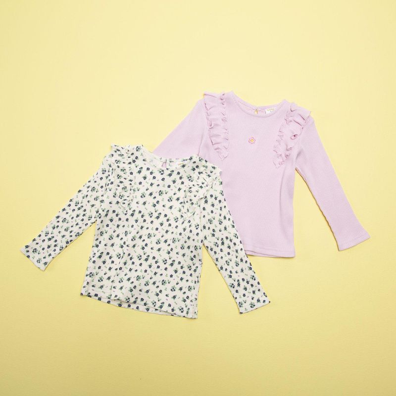 YAMP - Camiseta Bebé niña Pack de 2 unidades con Boleros Manga larga Algodón Yamp