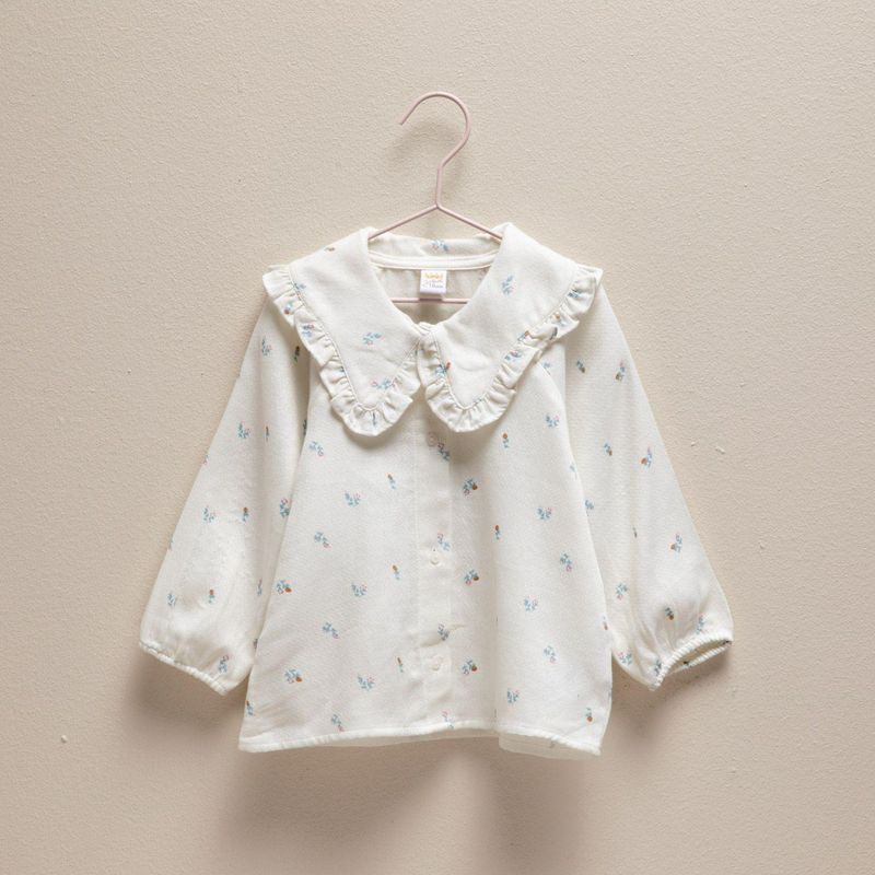 YAMP - Blusa Bebé niña con Flores Con cuello Manga larga Algodón Yamp