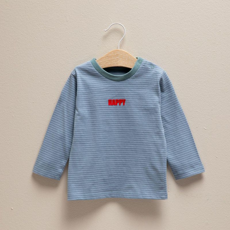 YAMP - Camiseta Bebé niño de Rayas Broche en hombro Manga larga Algodón Yamp