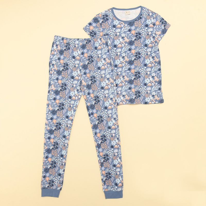 ELV - Pijama para Niña 2 piezas Cintura elásticada Manga corta de Algodón ELV