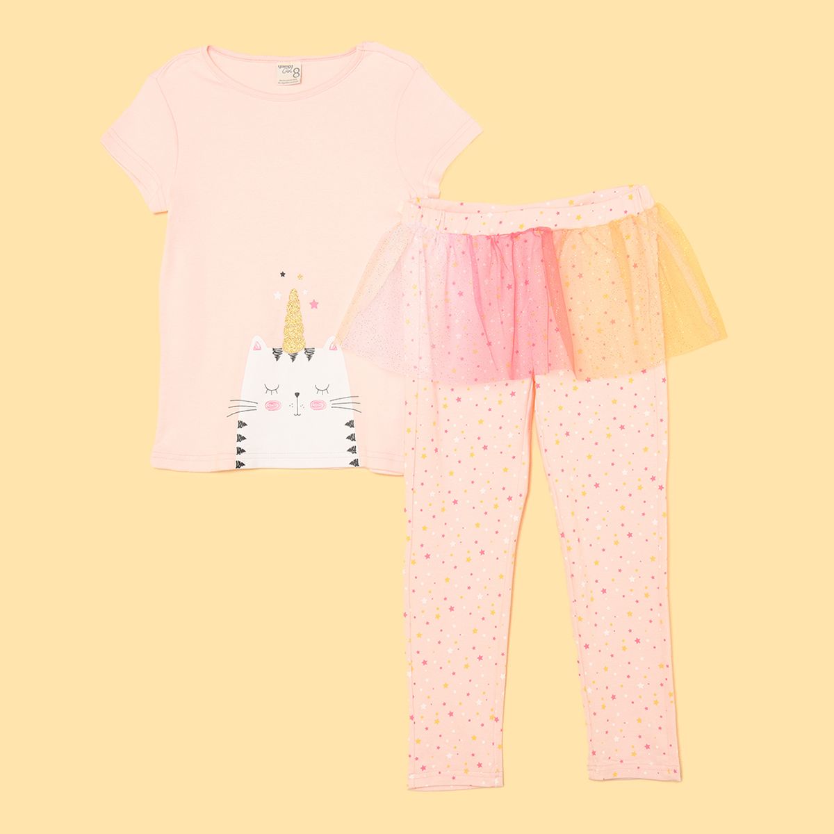 YAMP - Pijama para Niña 2 piezas Cintura elásticada Manga corta Yamp