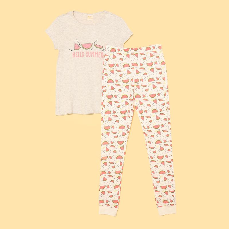 ELV - Pijama para Niña 2 piezas Cintura elásticada Manga corta de Algodón ELV